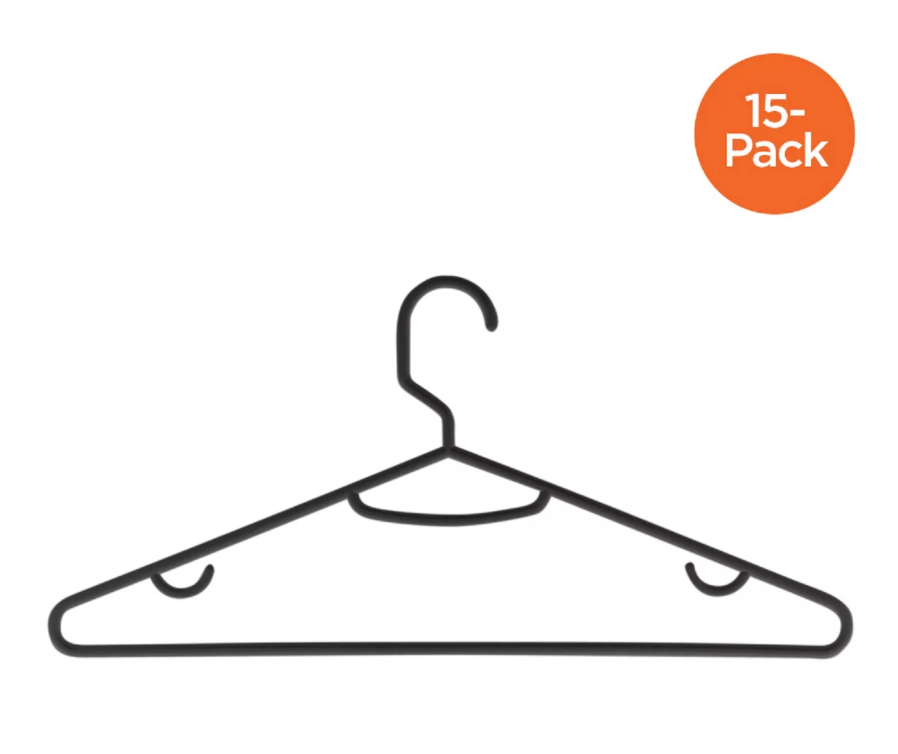 Black Plastic Hangers, 15-Pack 2 Black Plastic Hangers, 15-Pack - Image 2