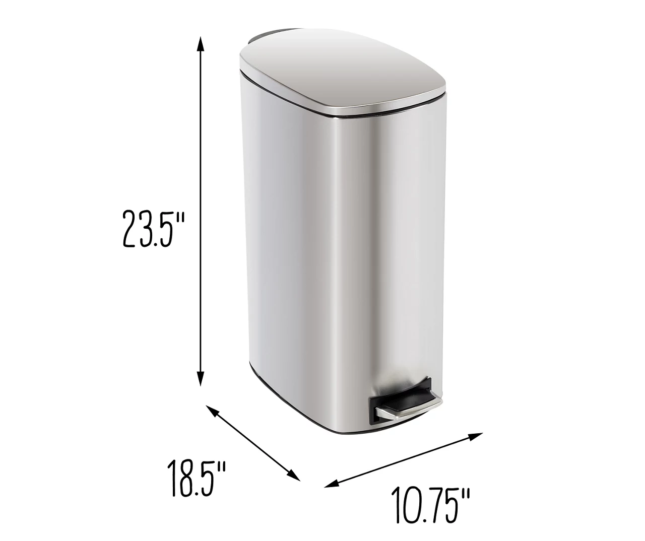 Stainless Steel 10.5-Gal. Pedal Soft-Close Slim Trash Can 8 Stainless Steel 10.5-Gal. Pedal Soft-Close Slim Trash Can - Image 8