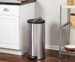 Stainless Steel & Black 8-Gal. Round Pedal Trash Can -Cuisinart Store 810669705 A0 6
