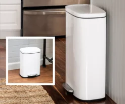 White Stainless Steel Rectangular 2-Piece Pedal Trash Can Set -Cuisinart Store 810669706 A0 4