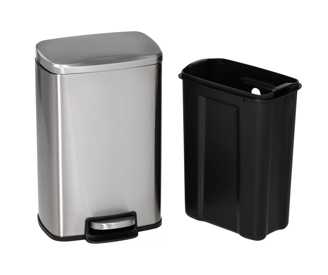 Stainless Steel Rectangular 2-Piece Pedal Soft-Close Trash Can Set 3 Stainless Steel Rectangular 2-Piece Pedal Soft-Close Trash Can Set - Image 3