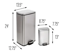 Stainless Steel Rectangular 2-Piece Pedal Soft-Close Trash Can Set 17 Stainless Steel Rectangular 2-Piece Pedal Soft-Close Trash Can Set -Cuisinart Store 810669710 A0 9