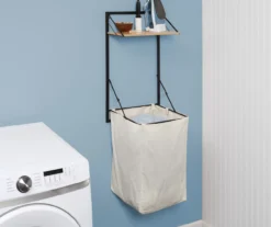 Black & Maple-Finish Wall-Mounted Hamper With Shelf 15 Black & Maple-Finish Wall-Mounted Hamper With Shelf -Cuisinart Store 810669713 A0 7