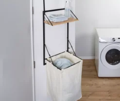 Black & Maple-Finish Wall-Mounted Hamper With Shelf 16 Black & Maple-Finish Wall-Mounted Hamper With Shelf -Cuisinart Store 810669713 A0 8