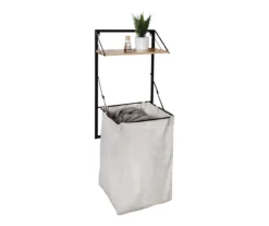 Black & Maple-Finish Wall-Mounted Hamper With Shelf 17 Black & Maple-Finish Wall-Mounted Hamper With Shelf -Cuisinart Store 810669713 A0 9