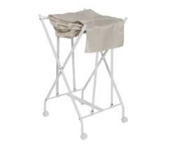 White & Beige Bounce-Back Laundry Hamper
