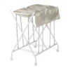White & Beige Double Bounce-Back Laundry Hamper