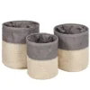Gray & Beige Woven 3-Piece Flexible Laundry Hamper Set
