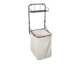 Black Wall-Mounted Hamper With Shelf