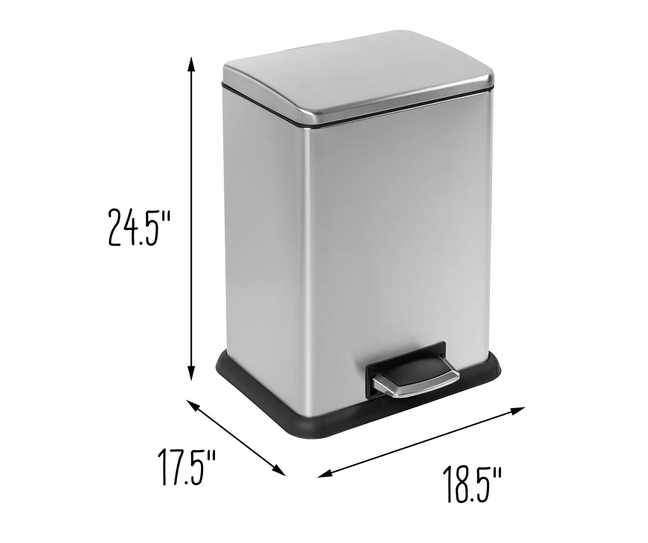 Stainless Steel 15.3-Gal. Rectangular Pedal Soft-Close Trash Can 8 Stainless Steel 15.3-Gal. Rectangular Pedal Soft-Close Trash Can - Image 8