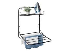 Black Wall-Mounted Drying Rack With Shelf -Cuisinart Store 810669734 A0 8