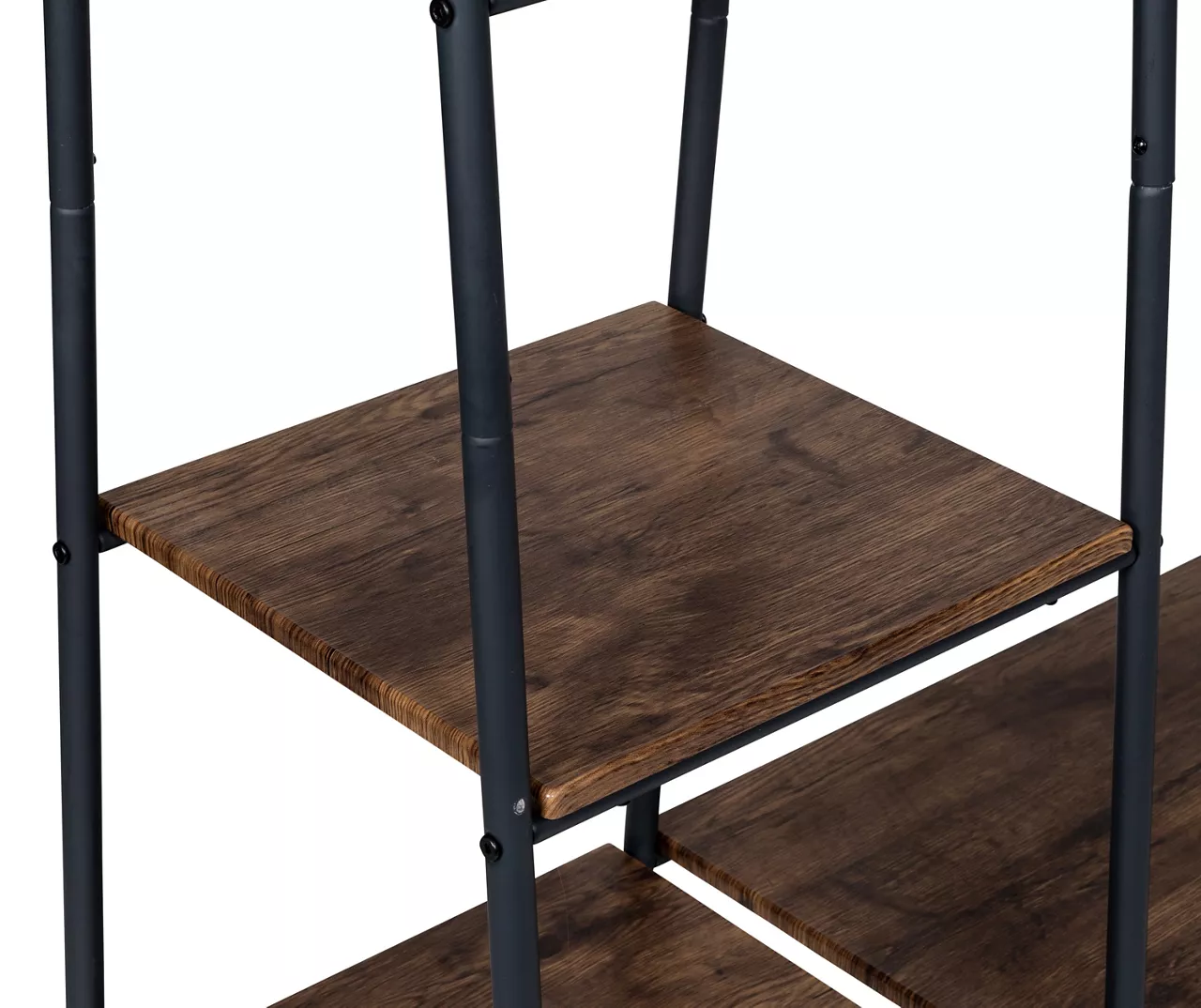 Black & Brown Garment Rack With Wood Shelves 2 Black & Brown Garment Rack With Wood Shelves - Image 2