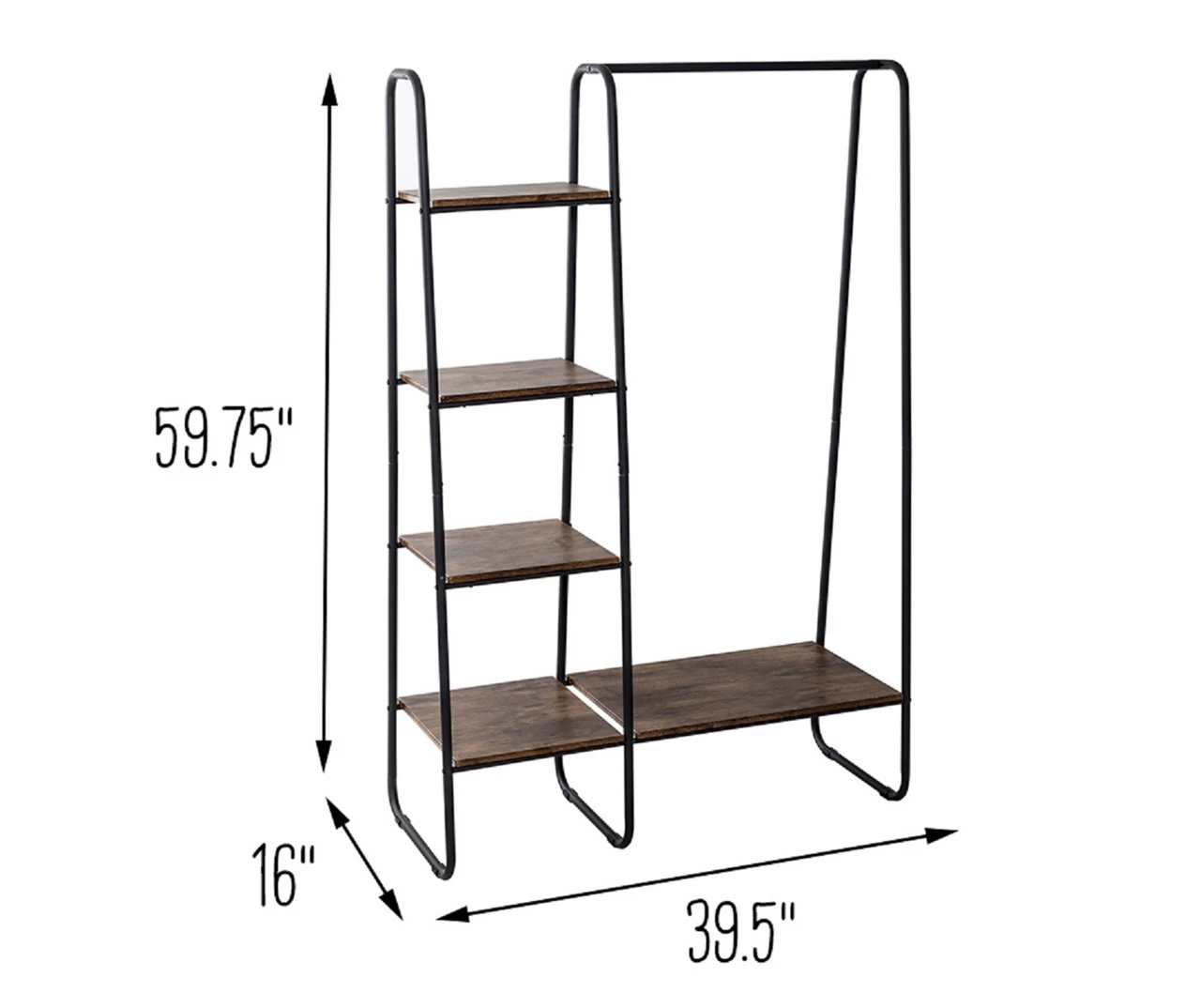 Black & Brown Garment Rack With Wood Shelves 8 Black & Brown Garment Rack With Wood Shelves - Image 8