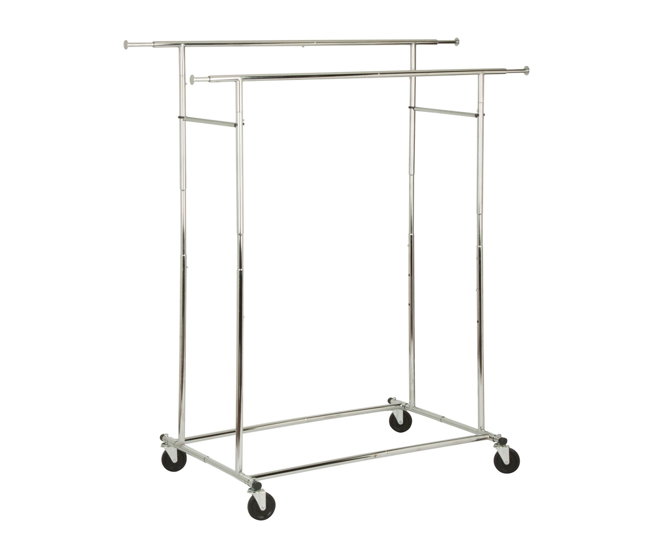Chrome Dual Bar Rolling Garment Rack 1 Chrome Dual Bar Rolling Garment Rack