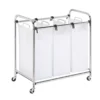 White & Chrome Heavy Duty Triple Laundry Sorter