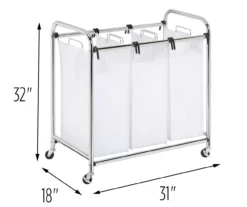 White & Chrome Heavy Duty Triple Laundry Sorter 7 White & Chrome Heavy Duty Triple Laundry Sorter -Cuisinart Store 810669742 A0 4