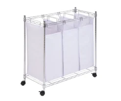 White & Chrome Urban Triple Laundry Sorter