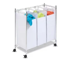 White & Chrome Urban Triple Laundry Sorter -Cuisinart Store 810669745 A0 4