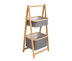 Gray & Natural Bamboo 2-Tier Collapsible A-Frame Shelf