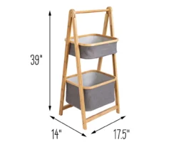 Gray & Natural Bamboo 2-Tier Collapsible A-Frame Shelf 19 Gray & Natural Bamboo 2-Tier Collapsible A-Frame Shelf -Cuisinart Store 810669747 A0 10