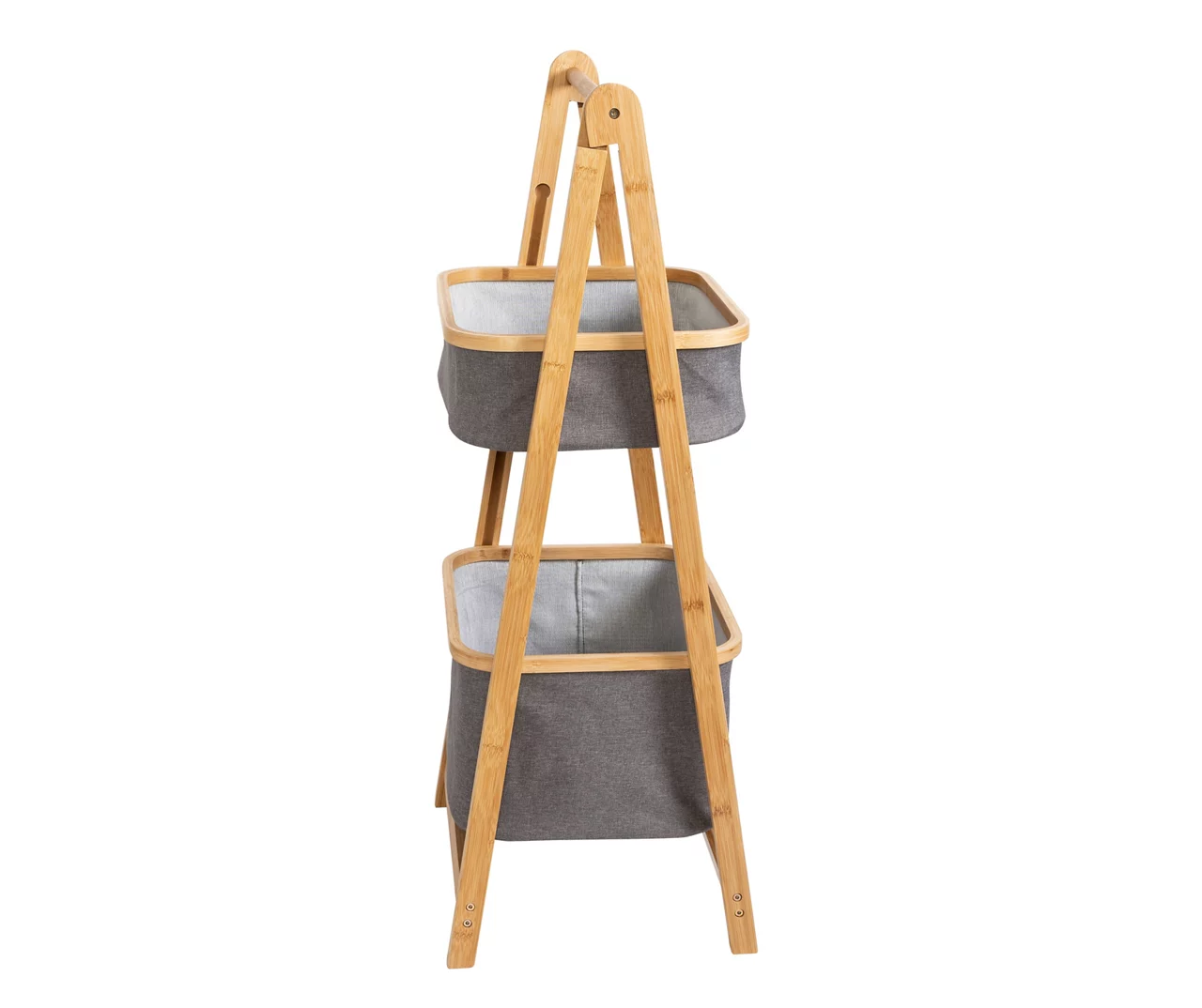 Gray & Natural Bamboo 2-Tier Collapsible A-Frame Shelf 3 Gray & Natural Bamboo 2-Tier Collapsible A-Frame Shelf - Image 3