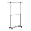Chrome Double-Bar Rolling Garment Rack