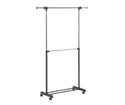 Chrome Double-Bar Rolling Garment Rack