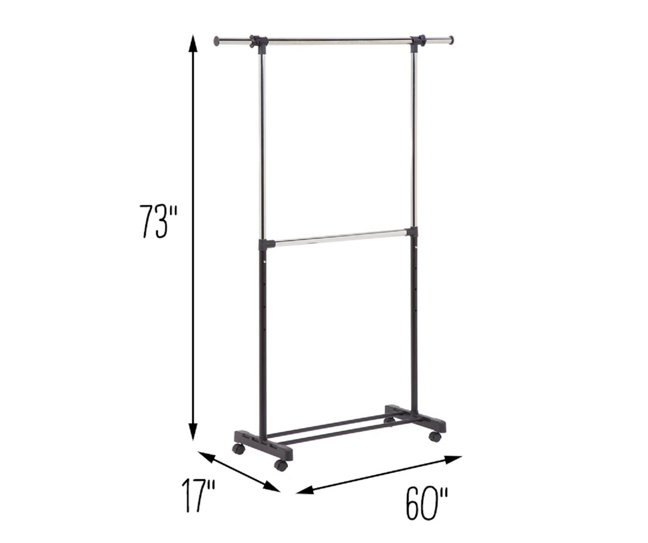 Chrome Double-Bar Rolling Garment Rack 6 Chrome Double-Bar Rolling Garment Rack - Image 6
