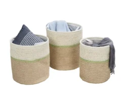 Natural & Tan 3-Piece Paper Straw Nesting Storage Basket Set -Cuisinart Store 810669761 A0 8