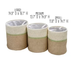 Natural & Tan 3-Piece Paper Straw Nesting Storage Basket Set -Cuisinart Store 810669761 A0 9