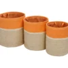 Natural & Orange 3-Piece Paper Straw Nesting Storage Basket Set