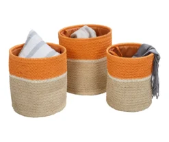 Natural & Orange 3-Piece Paper Straw Nesting Storage Basket Set -Cuisinart Store 810669763 A0 8