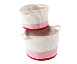White, Pink & Red Cotton Rope 2-Piece Nesting Storage Basket Set -Cuisinart Store 810669766 A0 3