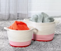 White, Pink & Red Cotton Rope 2-Piece Nesting Storage Basket Set -Cuisinart Store 810669766 A0 7