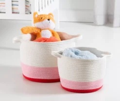 White, Pink & Red Cotton Rope 2-Piece Nesting Storage Basket Set -Cuisinart Store 810669766 A0 8