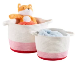 White, Pink & Red Cotton Rope 2-Piece Nesting Storage Basket Set -Cuisinart Store 810669766 A0 9