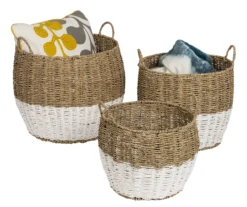 Natural & White Seagrass 3-Piece Nesting Storage Basket Set -Cuisinart Store 810669767 A0 3