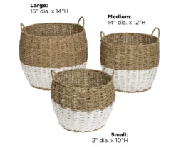 Natural & White Seagrass 3-Piece Nesting Storage Basket Set -Cuisinart Store 810669767 A0 4