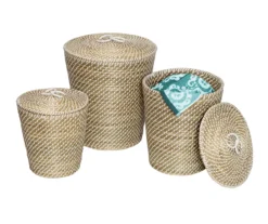 Natural Seagrass 3-Piece Nesting Storage Basket Set With Lids -Cuisinart Store 810669768 A0 3