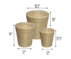Natural Seagrass 3-Piece Nesting Storage Basket Set With Lids -Cuisinart Store 810669768 A0 4