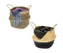 Natural & Black 2-Piece Folding Belly Storage Basket Set 6 Natural & Black 2-Piece Folding Belly Storage Basket Set -Cuisinart Store 810669769 A0 3