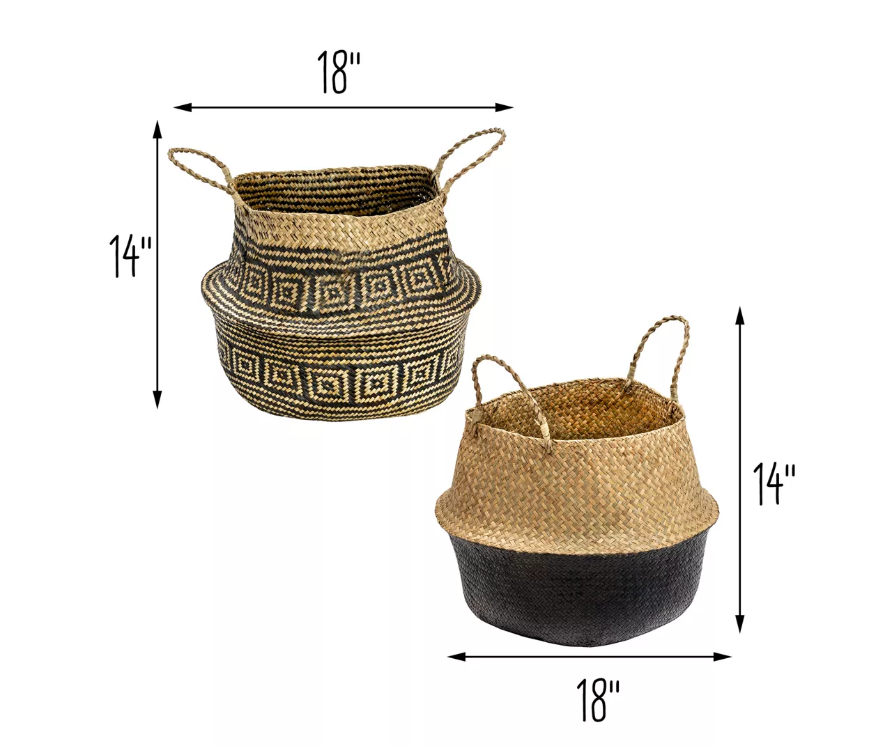 Natural & Black 2-Piece Folding Belly Storage Basket Set 4 Natural & Black 2-Piece Folding Belly Storage Basket Set - Image 4