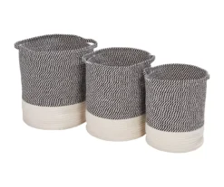 Gray & White Stripe 3-Piece Cotton Rope Nesting Basket Set