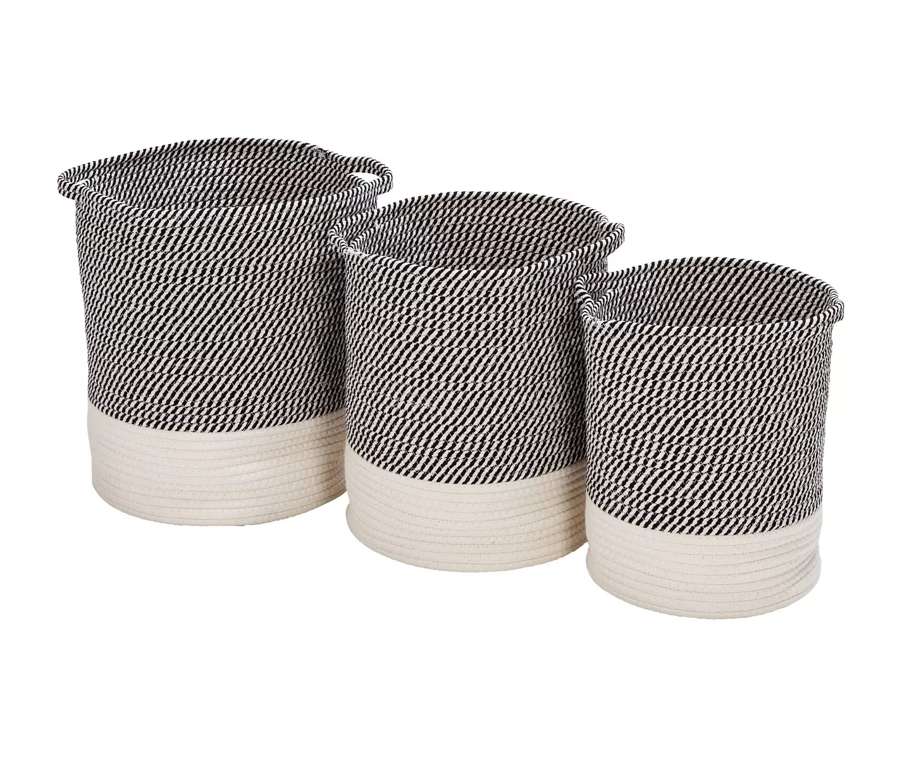 Gray & White Stripe 3-Piece Cotton Rope Nesting Basket Set 1 Gray & White Stripe 3-Piece Cotton Rope Nesting Basket Set