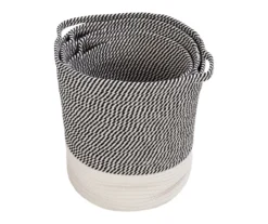 Gray & White Stripe 3-Piece Cotton Rope Nesting Basket Set 12 Gray & White Stripe 3-Piece Cotton Rope Nesting Basket Set -Cuisinart Store 810669770 A0 5