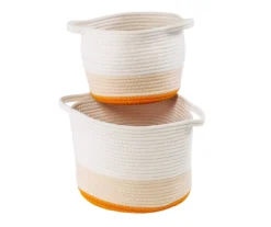 White & Orange Cotton Rope 2-Piece Nesting Storage Basket Set -Cuisinart Store 810669772 A0 3