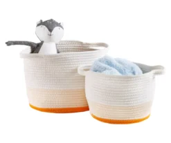 White & Orange Cotton Rope 2-Piece Nesting Storage Basket Set -Cuisinart Store 810669772 A0 9