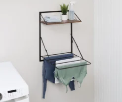 Black & Walnut-Finish Wall-Mounted Drying Rack With Shelf -Cuisinart Store 810669777 A0 7