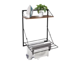 Black & Walnut-Finish Wall-Mounted Drying Rack With Shelf -Cuisinart Store 810669777 A0 9