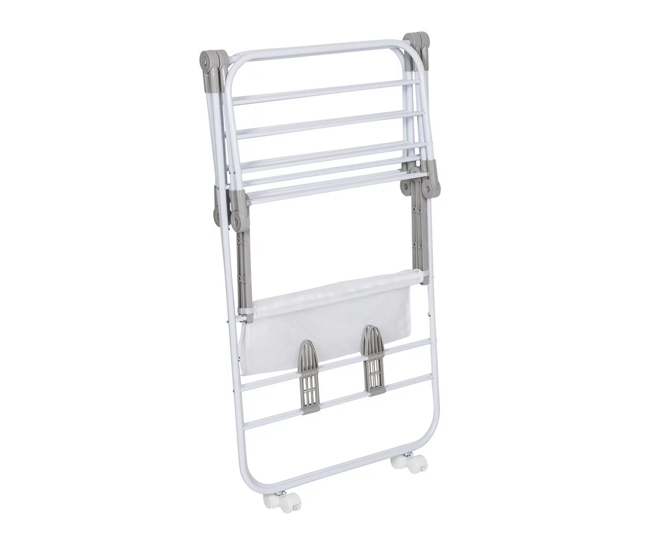 White Expandable Folding-Wing Wheeled Drying Rack 6 White Expandable Folding-Wing Wheeled Drying Rack - Image 6